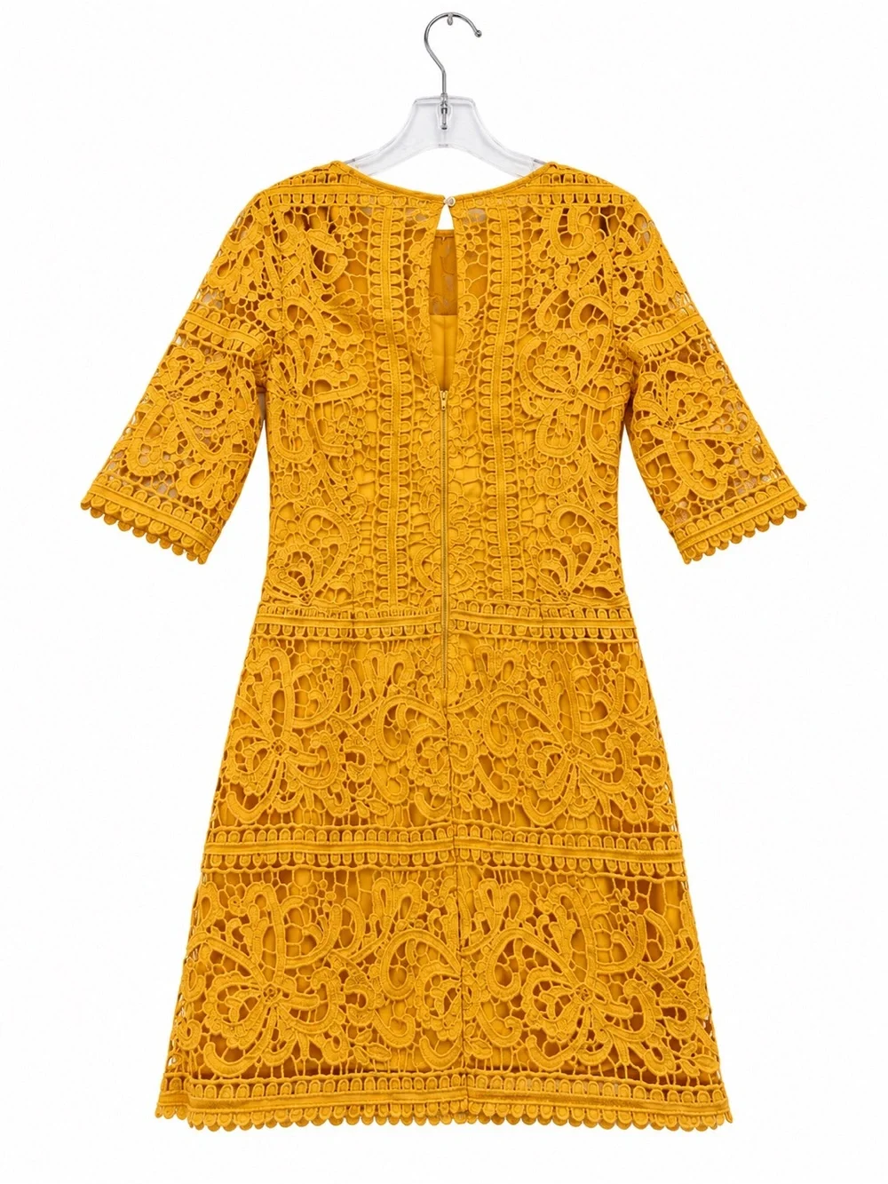 Little Mistress Mustard Yellow Lace Mini Dress Size US 4 / UK 8